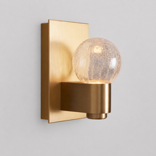 Casen Glass Wall Light with Crackle Glass, Main Light On