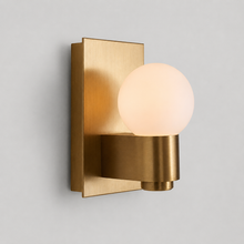 Casen Glass Wall Light with Opal Glass, Main Light On