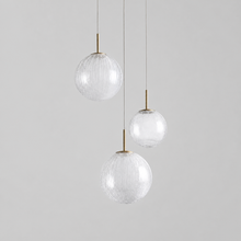 20" Casen Round Glass Chandelier with Crackle Glass, Main Light Off