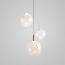 20" Casen Round Glass Chandelier with Crackle Glass, Main Light On