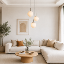 20" Casen Round Glass Chandelier with Opal Glass, Living Room