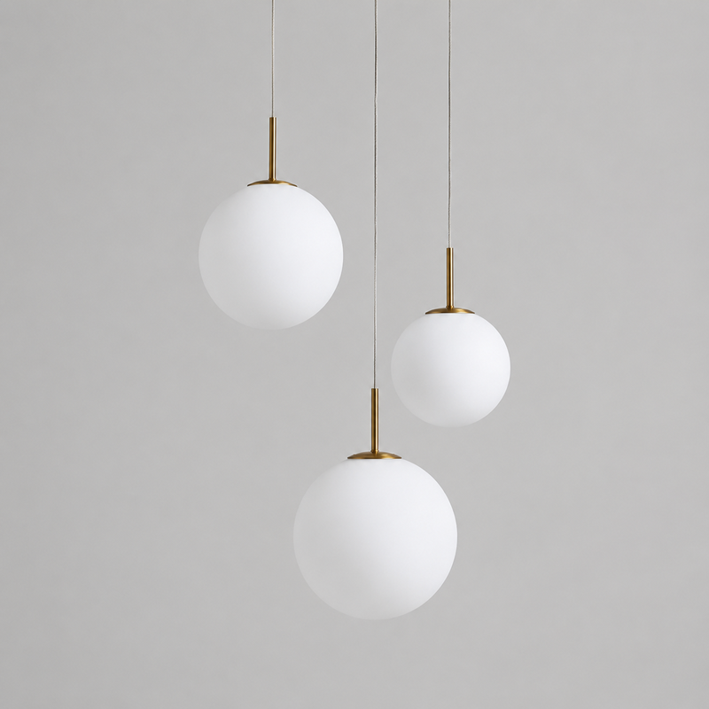 20" Casen Round Glass Chandelier with Opal Glass, Main Light Off
