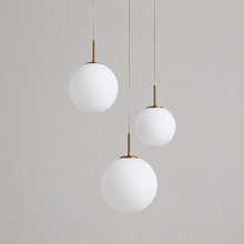 20" Casen Round Glass Chandelier with Opal Glass, Main Light Off