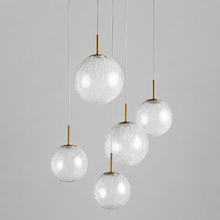 27.8" Casen Round Glass Chandelier with Crackle Glass, Main Light Off
