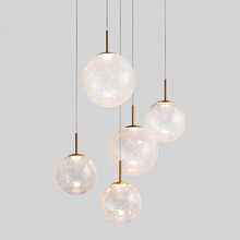 27.8" Casen Round Glass Chandelier with Crackle Glass, Main Light On