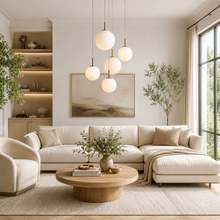 27.8" Casen Round Glass Chandelier with Opal Glass, Living Room