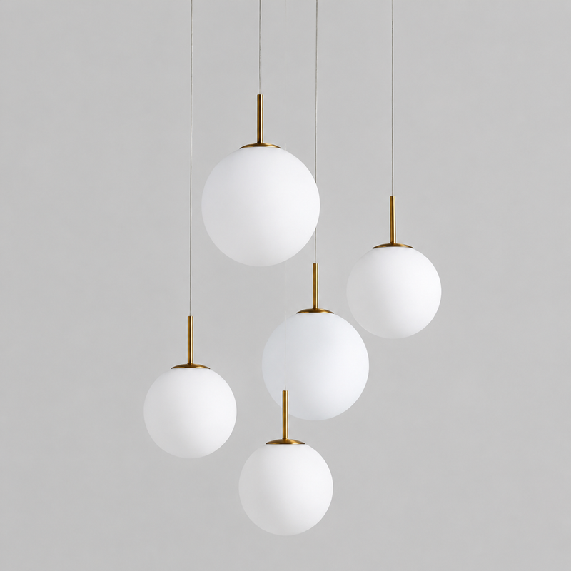 27.8" Casen Round Glass Chandelier with Opal Glass, Main Light Off