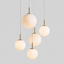 27.8" Casen Round Glass Chandelier with Opal Glass, Main Light On