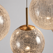 34" Casen Round Glass Chandelier with Crackle Glass, Body Detail
