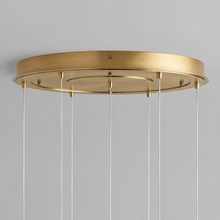 34" Casen Round Glass Chandelier with Crackle Glass, Canopy Detail