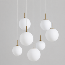 34" Casen Round Glass Chandelier with Opal Glass, Main Light Off