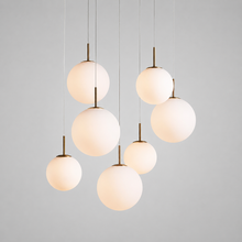 34" Casen Round Glass Chandelier with Opal Glass, Main Light On