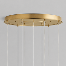 43" Casen Round Glass Chandelier with Crackle Glass, Canopy Detail