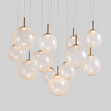43" Casen Round Glass Chandelier with Crackle Glass, Main Light On