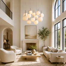43" Casen Round Glass Chandelier with Opal Glass, Living Room