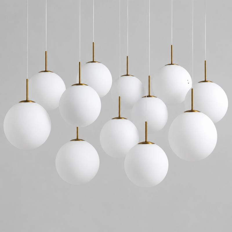 43" Casen Round Glass Chandelier with Opal Glass, Main Light Off