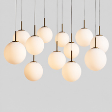 43" Casen Round Glass Chandelier with Opal Glass, Main Light On