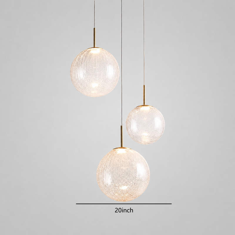 20" Casen Round Glass Chandelier with Crackle Glass