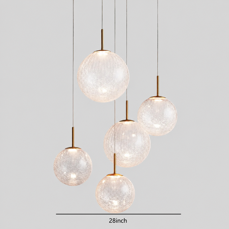 27.8" Casen Round Glass Chandelier with Crackle Glass