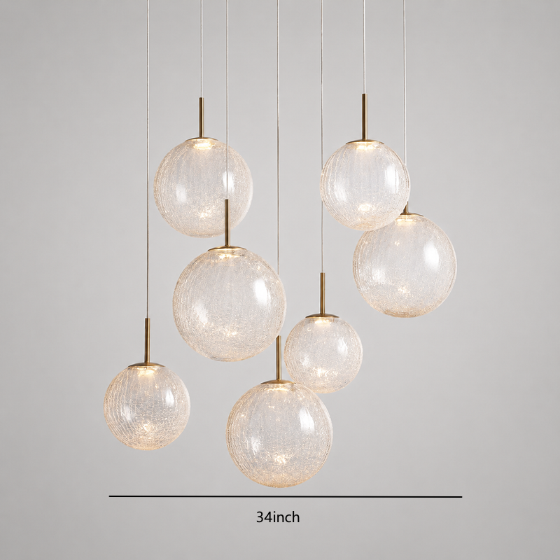 34" Casen Round Glass Chandelier with Crackle Glass