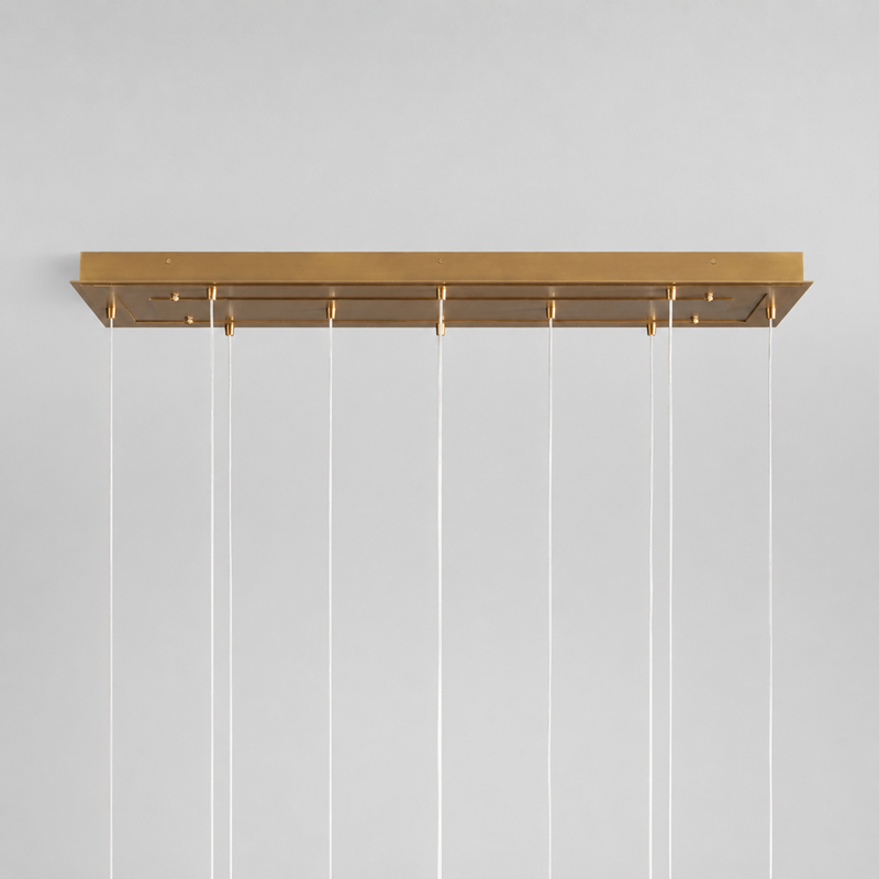 55" Casen Square Glass Chandelier with Crackle Glass, Canopy Detail