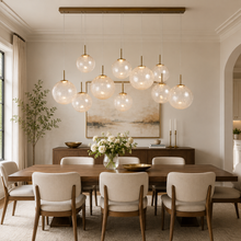 55" Casen Square Glass Chandelier with Crackle Glass, Dining Room