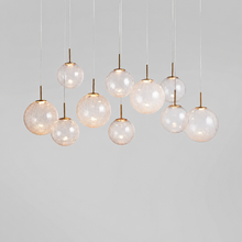 55" Casen Square Glass Chandelier with Crackle Glass, Main Light On