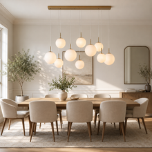 55" Casen Square Glass Chandelier with Opal Glass, Dining Room