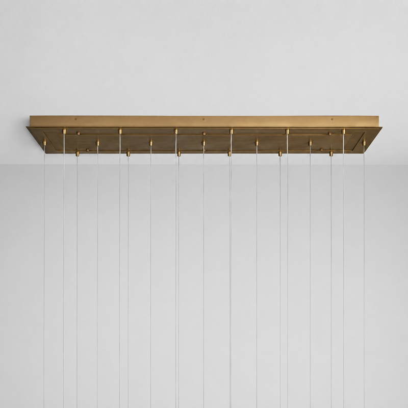 65" Casen Square Glass Chandelier with Crackle Glass, Canopy Detail