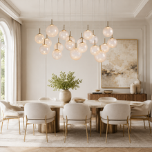 65" Casen Square Glass Chandelier with Crackle Glass, Dining Room