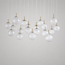 65" Casen Square Glass Chandelier with Crackle Glass, Main Light Off