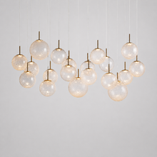 65" Casen Square Glass Chandelier with Crackle Glass, Main Light On