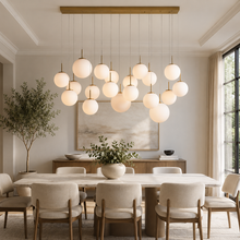 65" Casen Square Glass Chandelier with Opal Glass, Dining Room