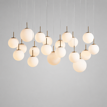 65" Casen Square Glass Chandelier with Opal Glass, Main Light On