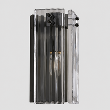 12" Delsie Fluted Glass Wall Light in Bronze with Clear Glass, Main Light Off