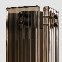12" Delsie Fluted Glass Wall Light in Bronze with Smoke Glass, Body Detail