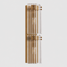 24.2" Delsie Fluted Glass Wall Light in Brass with Clear Glass, Main Light Off