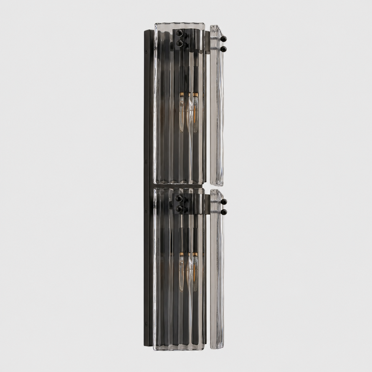24.2" Delsie Fluted Glass Wall Light in Bronze with Clear Glass, Main Light Off