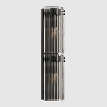 24.2" Delsie Fluted Glass Wall Light in Bronze with Clear Glass, Main Light Off