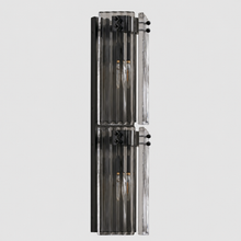 24.2" Delsie Fluted Glass Wall Light in Bronze with Smoke Glass, Main Light Off