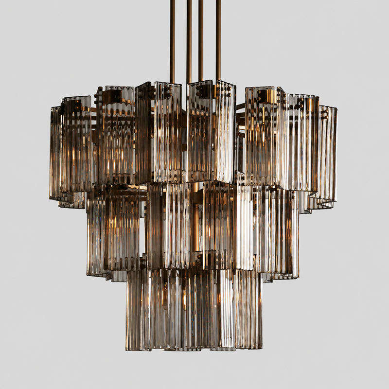 Delsie  Round Fluted Glass Chandelier