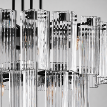 38" Delsie Fluted Round Glass Chandelier in Bronze with Clear Glass, Body Detail