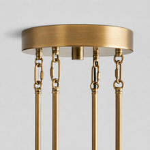 48" Delsie Fluted Round Glass Chandelier in Brass with Smoke Glass, Canopy Detail