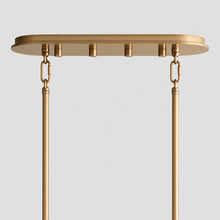 51" Delsie Oval Fluted Glass Chandelier in Brass with Smoke Glass, Canopy Detail
