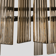 51" Delsie Oval Fluted Glass Chandelier in Bronze with Smoke Glass, Body Detail