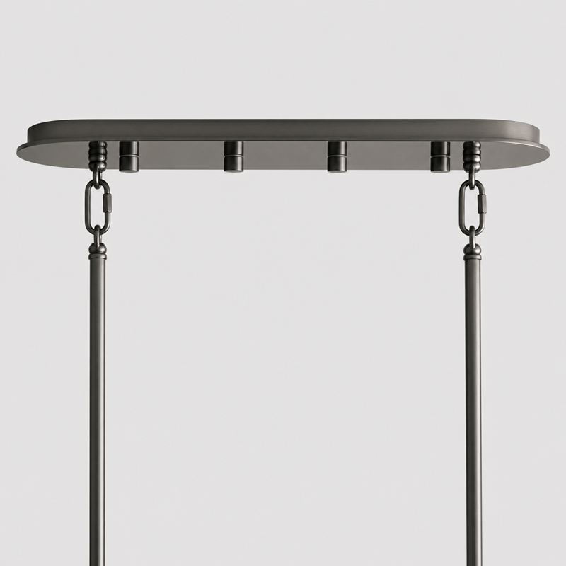 51" Delsie Oval Fluted Glass Chandelier in Bronze with Smoke Glass, Canopy Detail