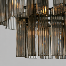 63" Delsie Oval Fluted Glass Chandelier in Bronze with Smoke Glass, Body Detail