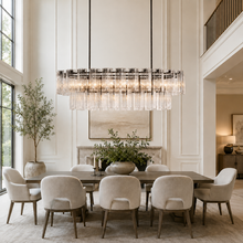 72" Delsie Oval Fluted Glass Chandelier in Bronze with Clear Glass, Dining Room