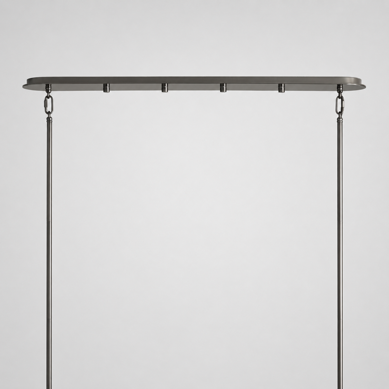 72" Delsie Oval Fluted Glass Chandelier in Bronze with Smoke Glass, Canopy Detail