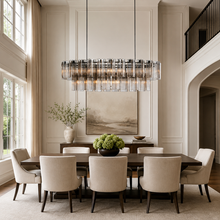 72" Delsie Oval Fluted Glass Chandelier in Bronze with Smoke Glass, Dining Room